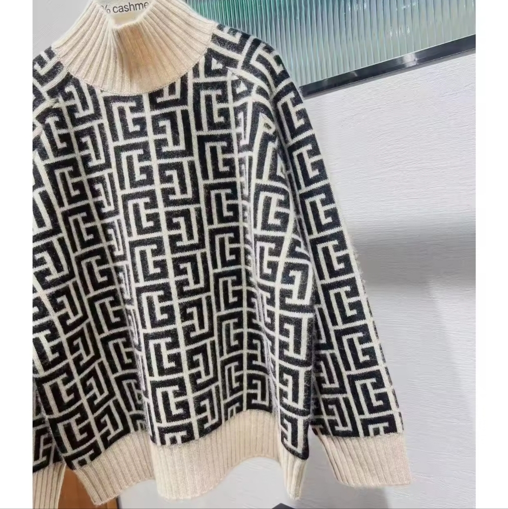 Cashmere 100% goat sweater women stand collar bottom loose sweater - Picture 5 of 5